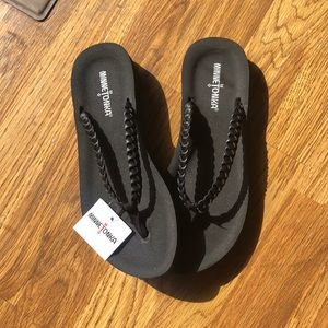 Black Braided Flip Flops